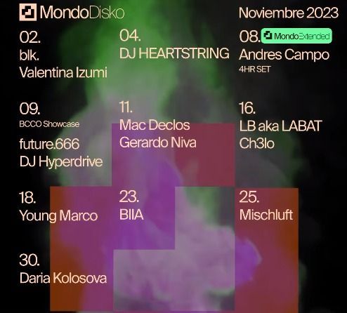 Mondo Disko Agenda noviembre