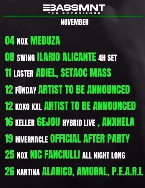 Agenda The Bassement noviembre
