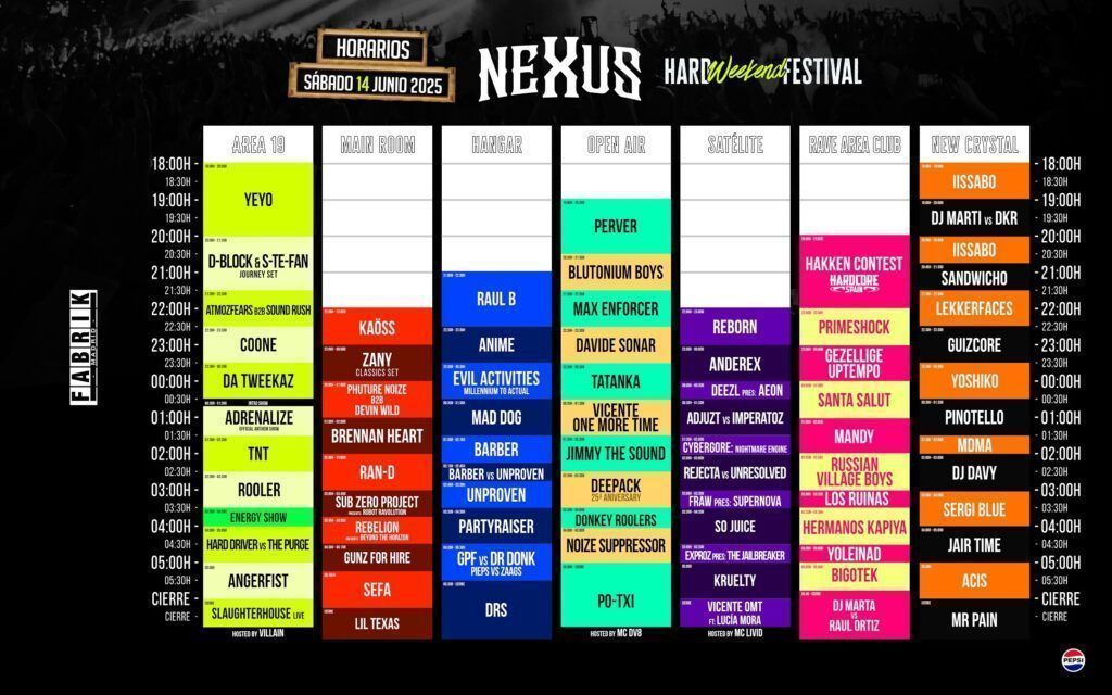 Horarios Sabado Nexus Festival 2025